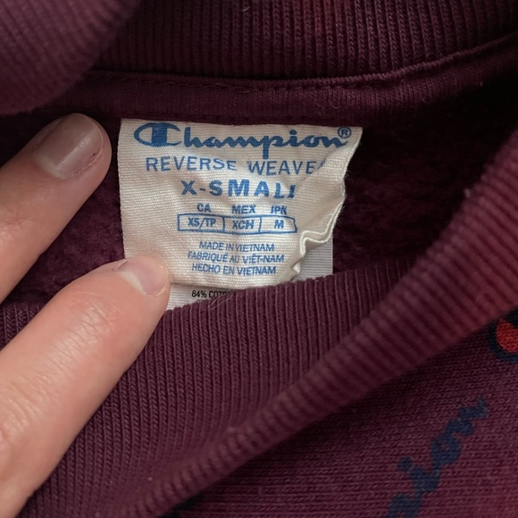 Burgundy Champion Cropped Crewneck With Logos - Picture 3 of 3